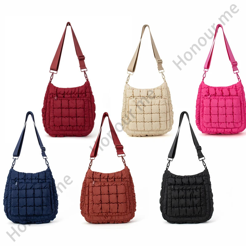 New Large Fashion Soft Puffer Clouds Cute Crossbody Messenger Bags Cotton Padded Women Quilted Sling Down Tote Bag for Women