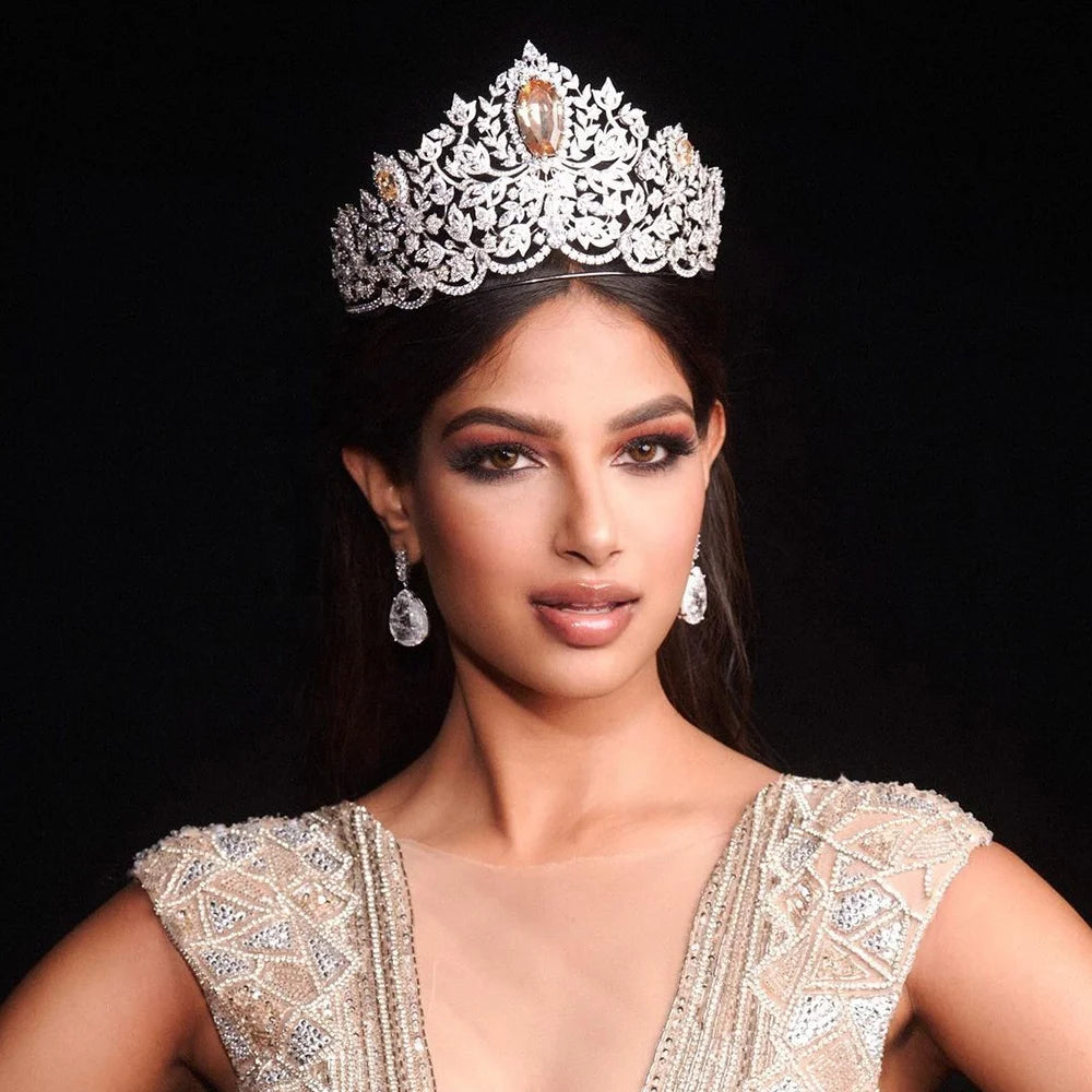 Luxury Rhinestone Princess Miss Universe World Tiara Pageant Adjustable Catwalk Event Crown for Queen Bridal