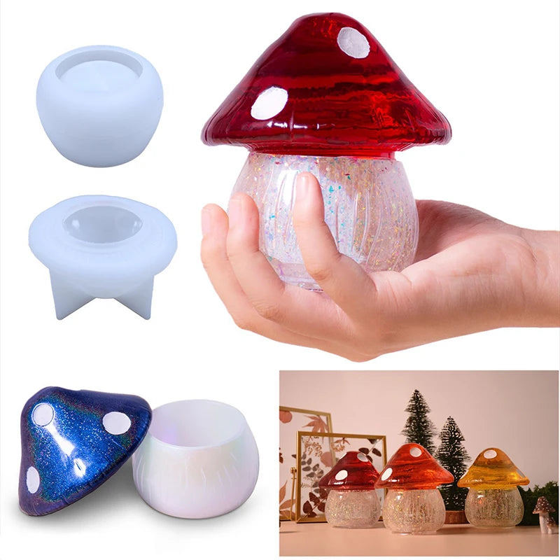 Early Riser Silicone Storage Box Epoxy Crystal Mushroom Resin Jewelry Container Lovely Home Decorative Gift Mold
