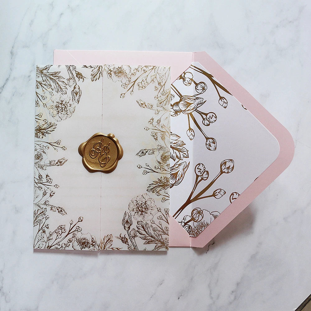 Elegant Fancy Acrylic Wedding Invitation Card with Vellum Paper Set Envelope Liner
