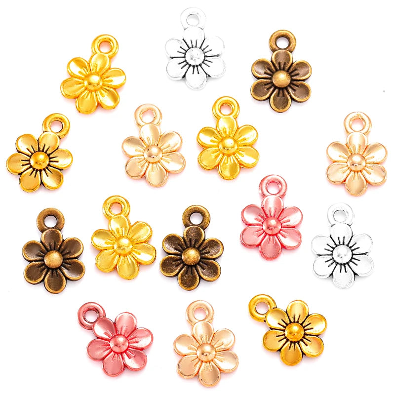 6 Colors Flower Charms Pendants DIY Jewelry for Necklace Bracelet Making Accessaries 14*10mm Q102