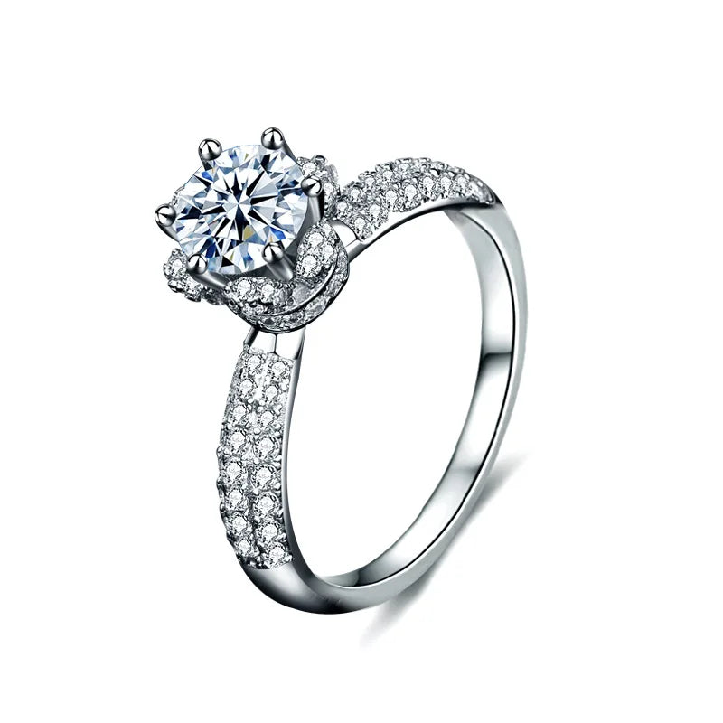 XJZ012 BALLET 925 Sterling Silver Moissanite Ring 1ct Moissanite Diamond Ring Wedding Engagement Ring for Women Jewelry