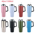 40oz Stainless Steel Insulated Tumbler Handle Straw Vacuum Flask Thermos for Hot Cold Beverages Water Bottle Coffee Mug