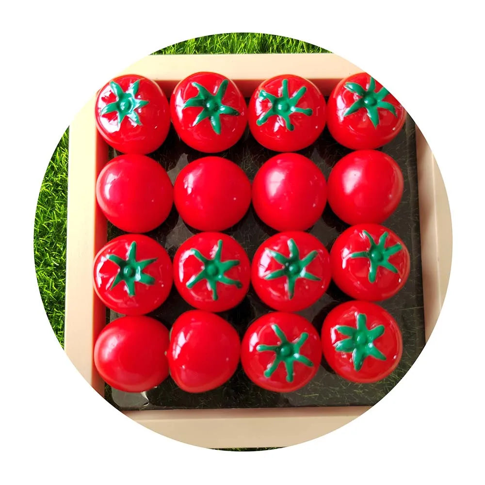 100Pcs/Lot 19*22MM Artificial Tomatoes Resin Toys Realistic Vegetable Food Ornament for Home Doll House Kitchen Party Decoration
