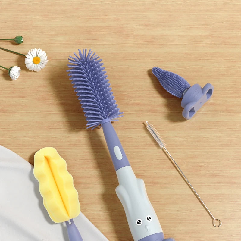 Bottle Cleaning Brush Set Nylon Plastic Material 360 Degree Rotating Brush for Washing Baby Bottles Narrow Bottles Straw