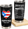 Personalized Puerto Rican Nutrition Facts Tumbler 20oz Puerto Rico Flag Insulated Coffee Cup Stainless Steel Tumblers