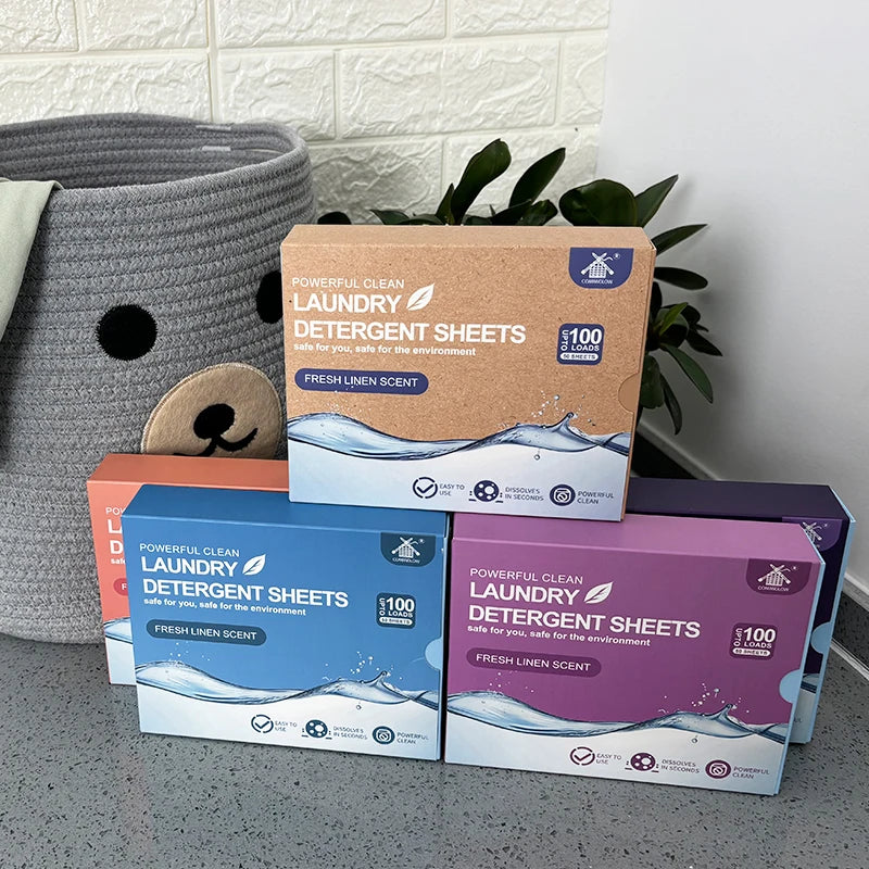 COMMIGLOW Popular Best Seller Super Concentrated Eco Friendly Lavender Scent Disposable Laundry Detergent Sheets