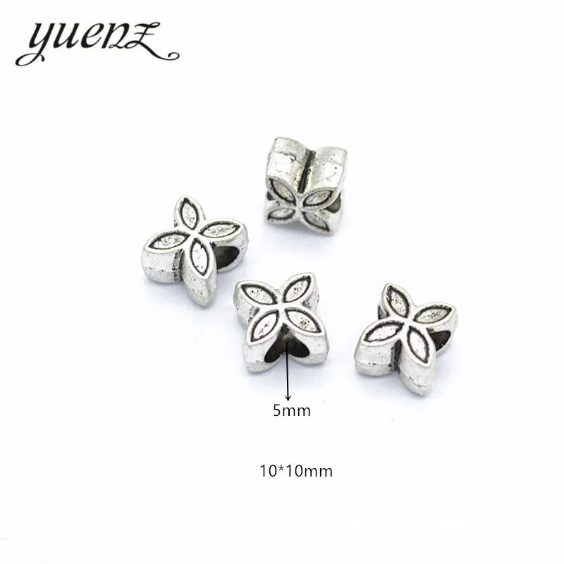 Simple Style Big Hole Bead Alloy Four-leaf Clover Hole Beads DIY Bracelet Accessories Spacer Beads 10*10MM R142