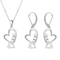 Pendant Earrings Wedding Women's Jewelry Set 925 Sterling Silver Engagement Heart