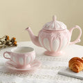 British Style Handmade Porcelain Ceramic Stoneware Eco-Friendly Teapot with Cup Custom Logo Tea Cup Set