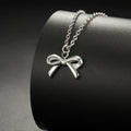 Waterproof Fashion Ribbon Bow Necklace Gift for Women Girls Fashion Dainty Stainless Steel Bow Tie Pendant Necklace Wholesale