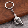 Hot Sale Metal Automotive Car Part Keychain Turbine Turbocharger Sleeve Bearing Keyring Spinning Turbo Keychain