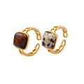 2022 New Trendy Stainless Steel Open Ring for Women Natural Tiger Eye Stone Non-Tarnish Waterproof Jewelry