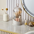 Birdcage Shape Dustproof Makeup Holders and Countertop Organizer 360 Rotating Makeup Brush Organizer for Cosmetics Storage Box