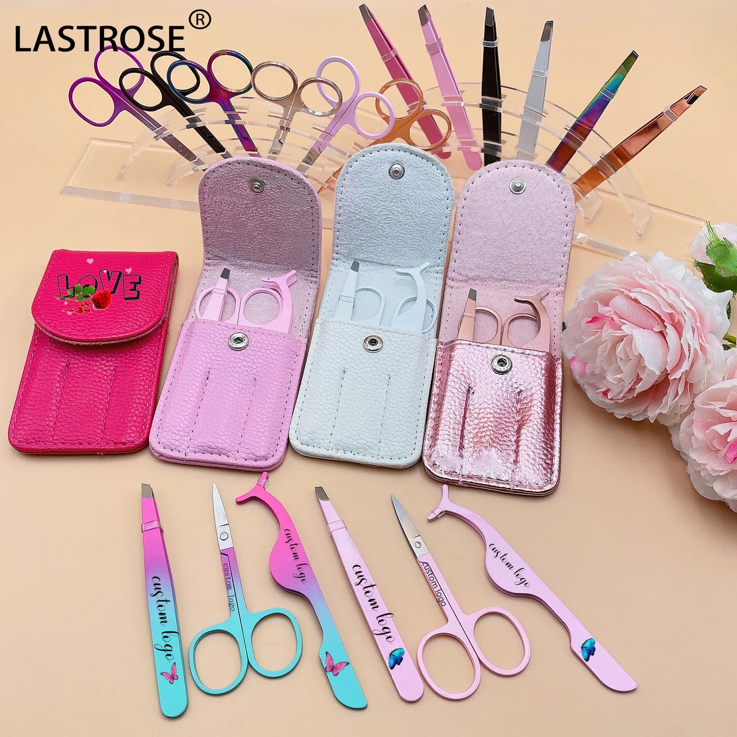 Eyelash Extension Tweezer Tools Stainless Steel Eyebrow Tweezers Applicator Scissors Private Label Lash Extension Tweezers Set