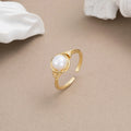 RINNTIN GPR16 New Arrival Fashion Jewelry Rings 14k Gold Plated Pearl 925 Sterling Silver Ring for Women Jewelry Anillos Plata