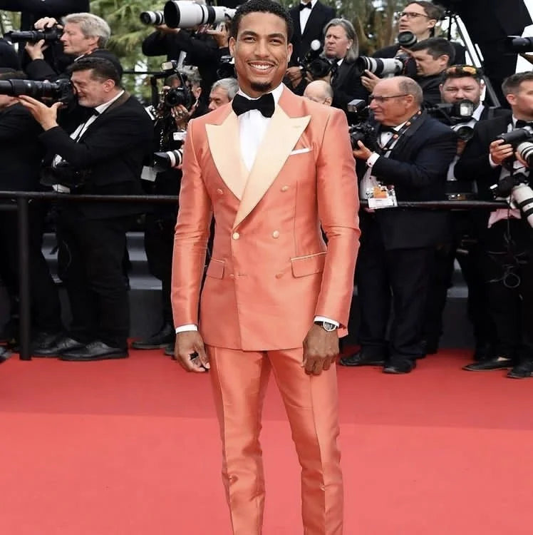 Gentleman Double Breasted Men's Suits Stage Red Carpet Party Blazer Jacket Pants Men 2 Pieces Suits Set