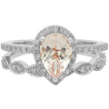 Pear Cut 925 Sterling Silver Morganite Zircon Jewelry Wedding Gift Engagement Rings Set