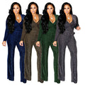 SMR9085 Best Selling Fashion Winter Jumpsuit Women V-neck Gold Silver Threaded Fabric Elegant Jumpsuit for Ladies