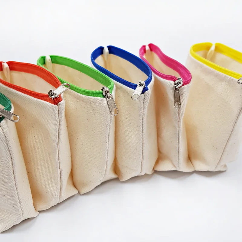 Heavy-Duty Canvas Pencil Case Storage Bag Makeup Bag Art Project Organizer with Zipper Closure for Gift Giving