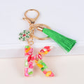 2024 Christmas Letter Keychain Resin Blend Snowflake Fringe Pendant Ladies Holiday Gift Factory Direct Sales