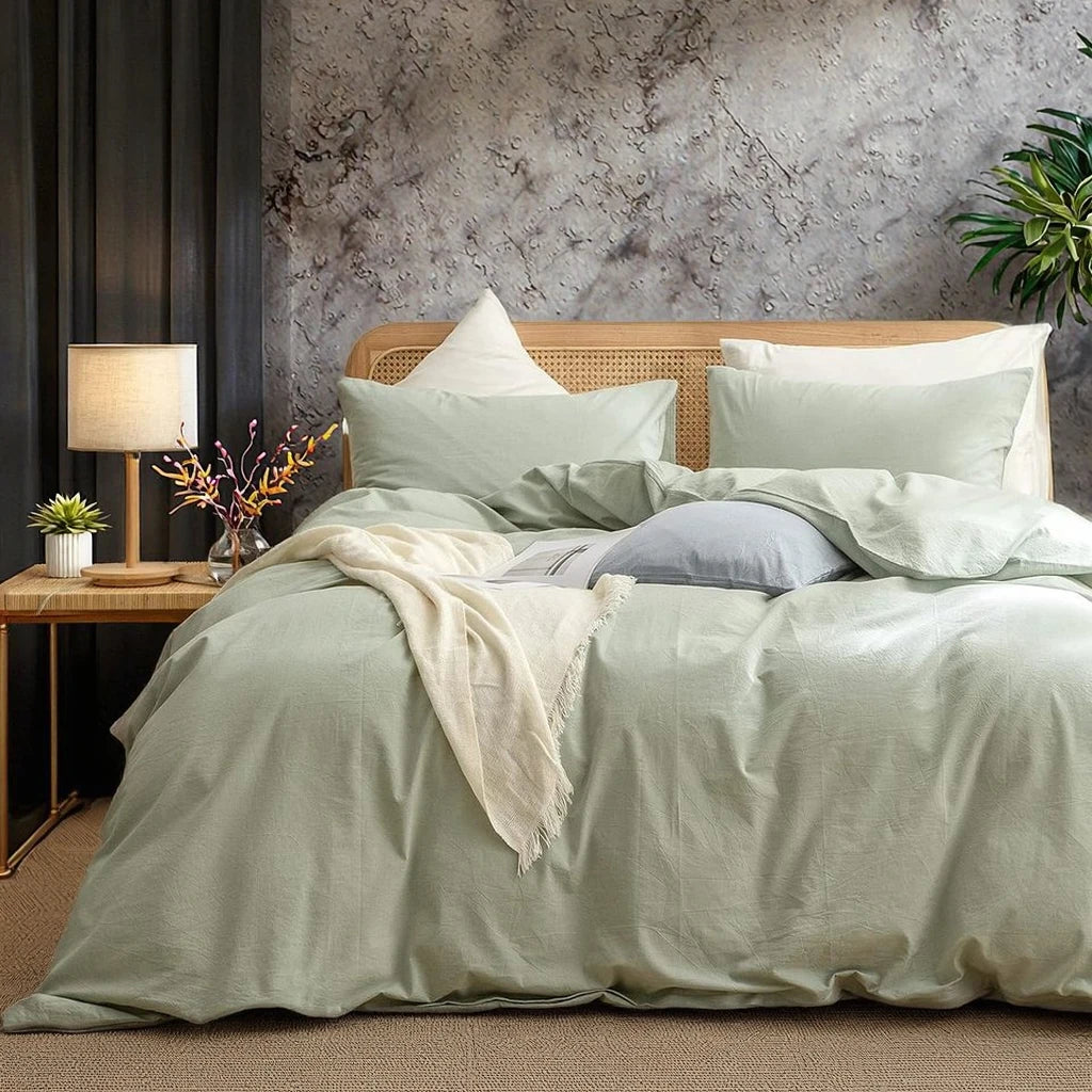 Linen Cotton Duvet Cover Solid Color - OEKO-TEX Certified Breathable Fabric Minimalist Luxury Bedding Set for Hotel & Home