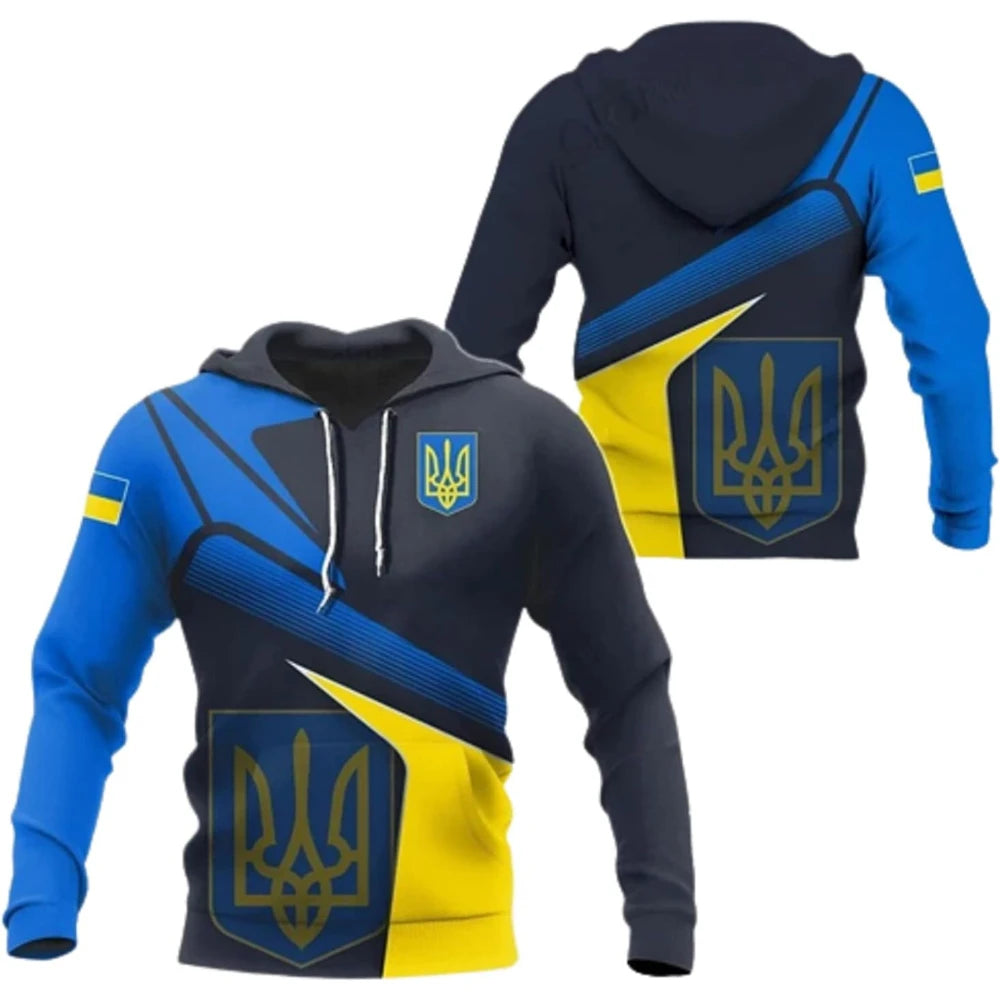 Fitspi Wholesale Custom Country Ukraine Ukrainian Flag 3d All Over Printed Unisex Classic Hoodie Sweatshirt Pullover