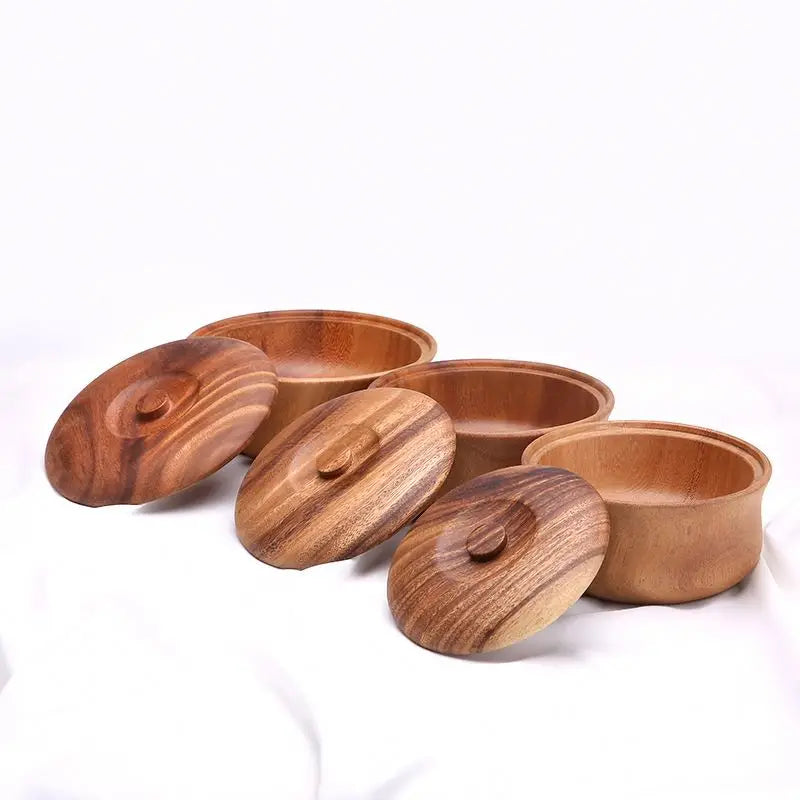 China Factory Supply Wood Salad Bowl with Attached Spoon Economical Price Elegant Design