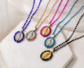 Vintage Ethnic Style Stainless Steel Necklace Stained Glass Beads Virgin Mary Necklace for Women