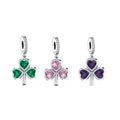 Fit Original Brand Charm Bracelet 925 Sterling Silver Three-Leaf Heart Clover Irish Shamrock Pendant Bead for Jewelry Making