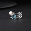 C5789 Abiding Custom Jewelry Wholesale 6mm White Fresh Water Pearl Rings Women Couple Wedding 925 Silver Ring
