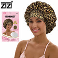 ZTZI Custom Logo Sublimation Leopard Print Silk Sleep Cap Deluxe Adjustable Reversible   Satin Hair Bonnets for Women