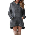 Wholesale Casual Women Long Sleeve Plush Hoodies Custom Logo Warm Solid Fluffy Flannel Pullover Loose Hooded Sweatshirts 2022