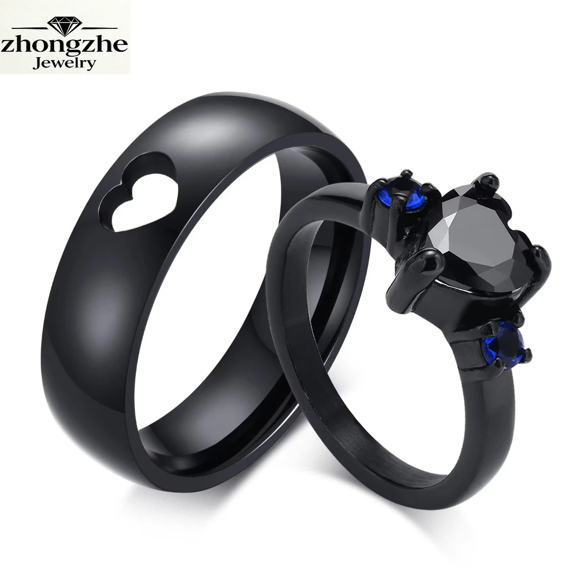 Zhongzhe Jewelry Couple Carbide Ring Fashionable Love Stainless Steel Ring High Quality Valentine's Day Rings for Couple