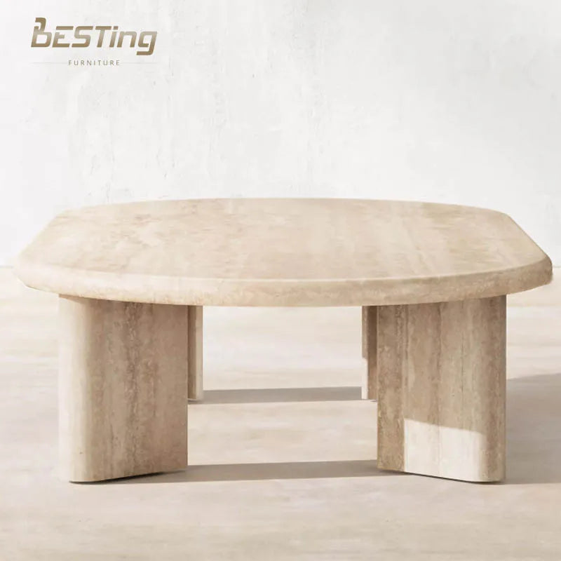 Wabi-sabi Style Luxury Modern Natural Travertine Living Room Coffee Table for Hotel & Home Use