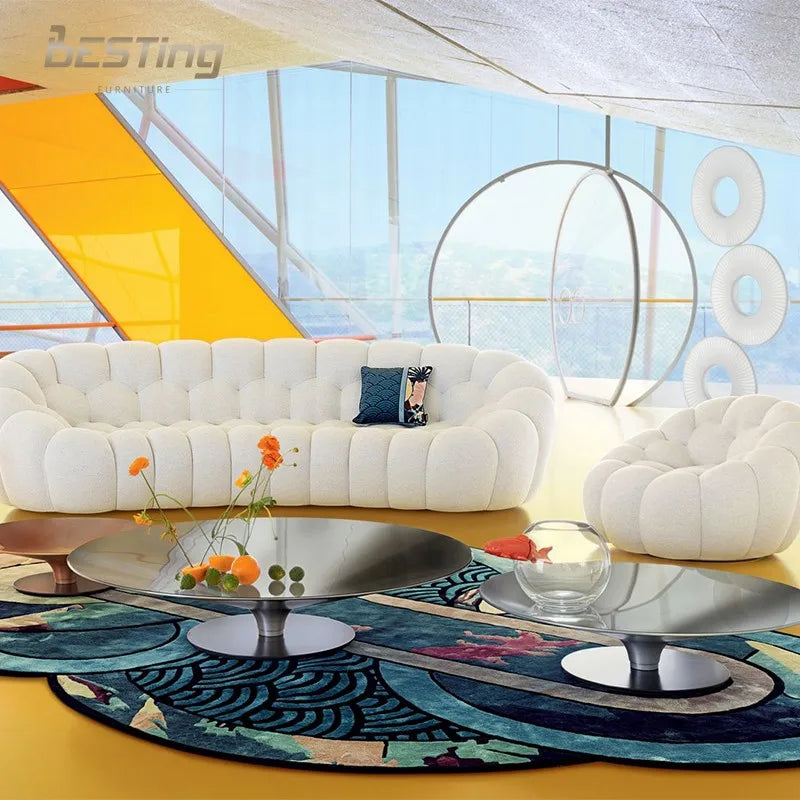 Modern Design Casual Bedroom Curved Sofa Customizable Fabric and Size Bubble Sofa