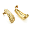 Waterproof Unisex Non Tarnish Jewelry 18k Gold Plated Stainless Steel Custom J Shaped Hammering Texture Stud Trendy Gift