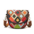 Women Shoulder Sling Bag Genuine Cow Leather Colorful Vintage Fashion Small Saddle Crossbody Bags for Female