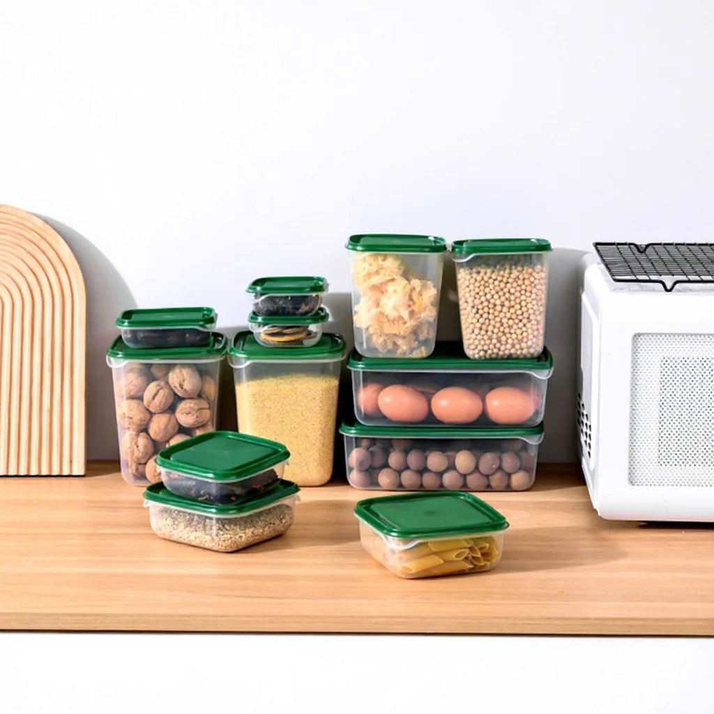 17pcs/set Kitchen Organizer Grains Beans Storage Jar Keep Fresh Food Storage Box Refrigerator Food Sealed Crisper Container