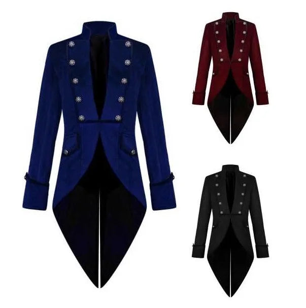Men Medieval Victorian Costume Tuxedo Gentleman Tailcoat Gothic Steampunk Trench Vintage Frock Outfit Coat for Men