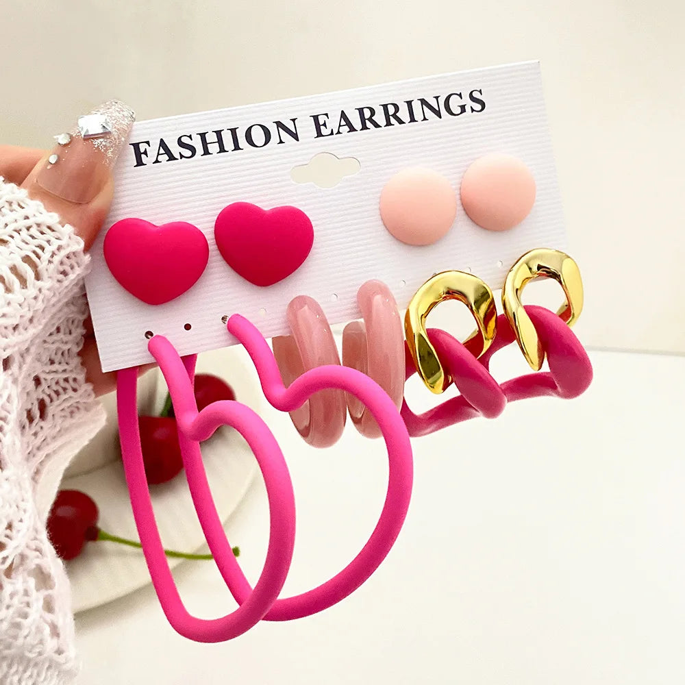 Wholesale Heart Shape Earrings Jewelry Women Girls Plastic Dangling Earrings Set Acrylic Earrings
