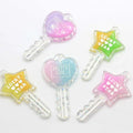 100Pcs Resin Sparkling Glitter Luck Star Key Charms  Cabochons for Diy Handbag Keychains Making