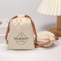 Drawstring Cotton Storage Bag  Cotton Makeup Bag Custom Natural Color Muslin Cotton Package Pouch With Printed Logo