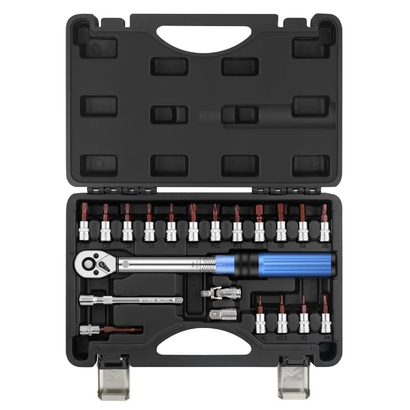 21pcs Torque Wrench 1/4-inch Hand Tools 2 ~ 24 N.m Multitool Wrench 1/4-inch Drive Click Ratchet Wrench