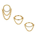 G23 Titanium 16G  Mirror Polish Chain Zircon Nose Ring Septum Hoop Clicker Ear Tragus Cartilage Helix Piercing Body Jewelry