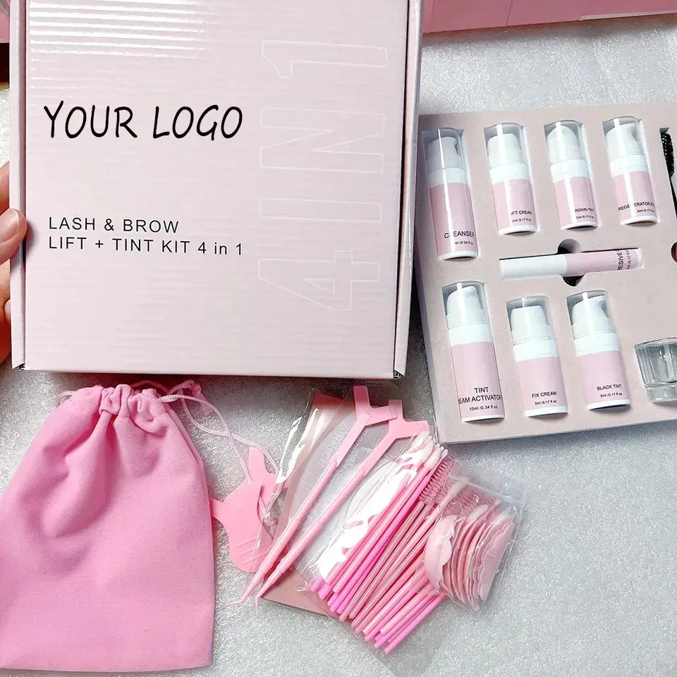 Private Label Eyebrow Tint Dye Set Lash Lift Kit Eyelash Lift Shields Eyebrow Lash Perming Lift Kit 4 in 1 Brow Lamination Kit