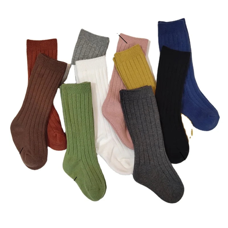 Boy and Girls Socks Solid Color Ribbed Knee High Long Socks for Boys Bootes Children Leg Warmers Uniform Socks