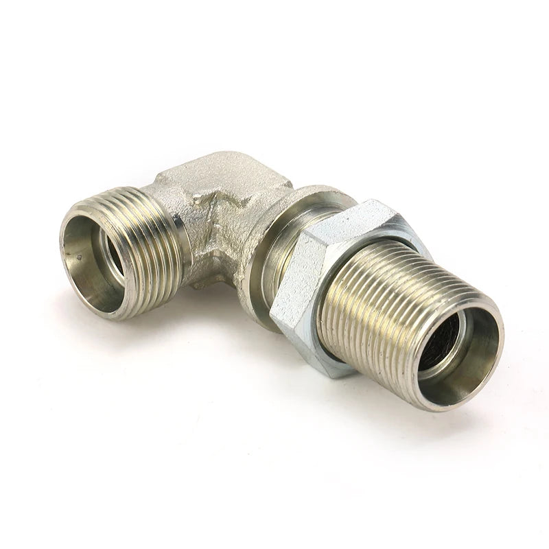 6C9-LN Male Metric High Pressure Hydraulic Bulkhead Light Fittings with Nut Elbows Carbon Steel Pipe Fitting Adapter
