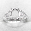 Sterling Silver 6*8mm Semi Mount Ring Frame Empty Blank Support Claw Setting S925 Base Holder Without Center Stone for DIY Inlay