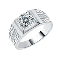 Hip Hop Custom 925 Sterling Silver Cz Moissanite Men's Patterned Rings Round Cut   for Men's Wedding Engagement Ring